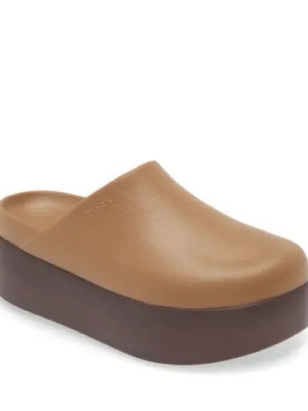 CROCS Women’s Tan Platform Clog Mule sepia color
